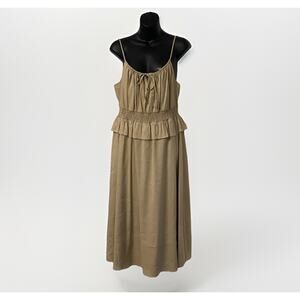 ANTONIO NEW MELANI KORNELIA DRESS 10 LAYERED SMOCKED WAIST SANDALWOOD BEIGE Mid